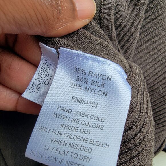 Womens calvin klein silk blend drape frnt open front cardigan green sz small - Picture 2 of 4